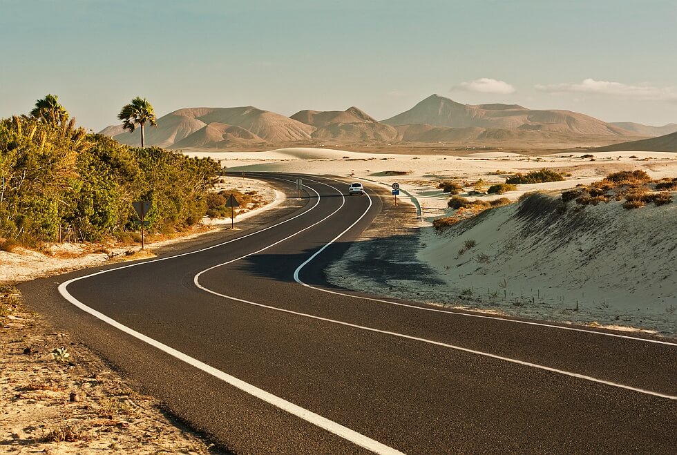 winding road in desert